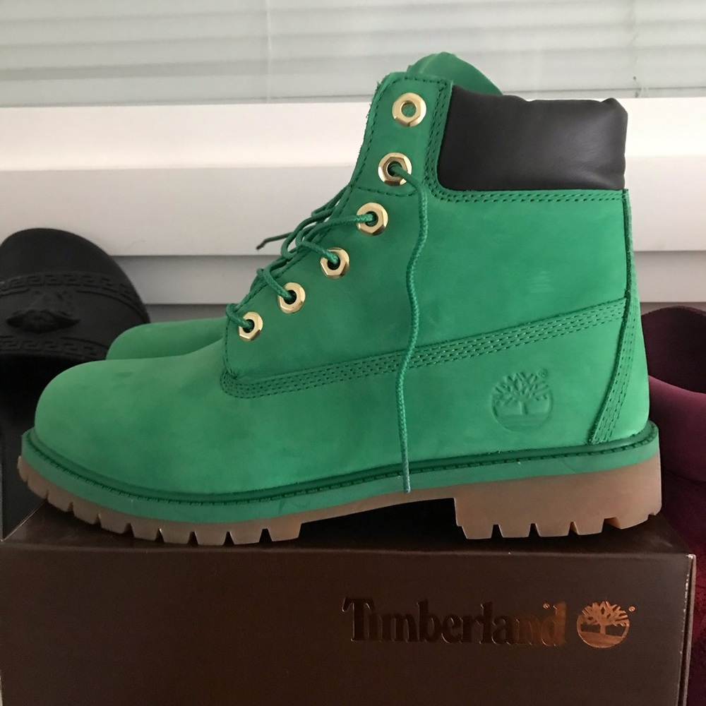 Green and Black Timberland Boots